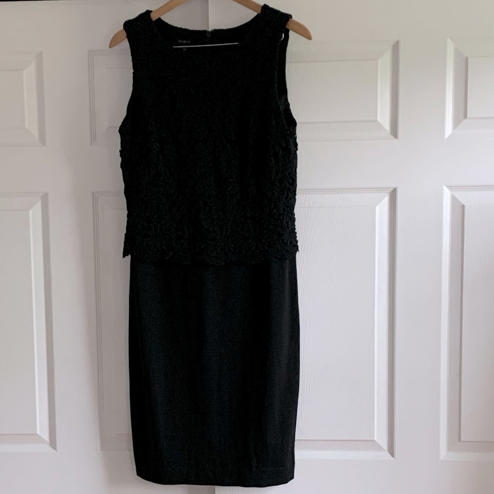 Black dress with embroidered lace detail - Picture 1 of 6